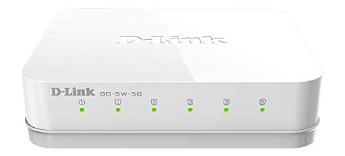 D-Link Ethernet Switch, 5 Port Unmanaged Gigabit Desktop Plug and Play Compact Design White (GO-SW-5G)
