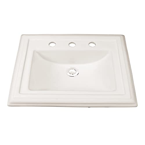 Oaker 6594-83 Rectangular Drop in Bathroom Sink With Overflow, White Ceramic Drop in Lavatory cUPC Certified Vanity Countertop Sink