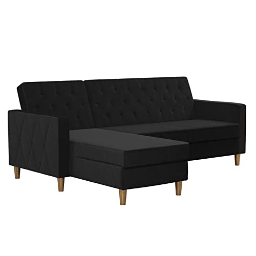 CosmoLiving by Cosmopolitan Liberty Sectional Storage, Black Velvet Futon,