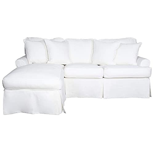 Sunset Trading Horizon Slipcovered Chaise in Warm White Sleeper Sofa, Small,