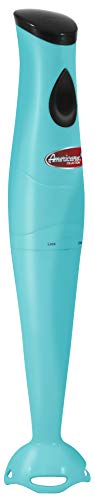 Elite Gourmet EHB-2425BL Electric Immersion Hand Blender, Mixer, Chopper, 1-Touch Control Multi Purpose Electric Immersion Stick, Mixer, Chopper, 150 Watts, For Soups, Sauces, Baby Food, Blue