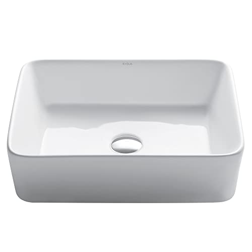 Kraus KCV-121 White Rectangular Ceramic Bathroom Sink White 19.25 Inch