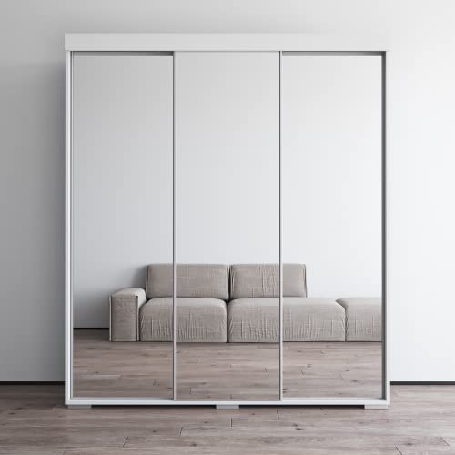 Aria 3 Door 71" Wardrobe (White with All Mirror)