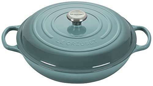 Le Creuset Enameled Cast Iron Signature Braiser with Lid, 5 Quart, Sea Salt
