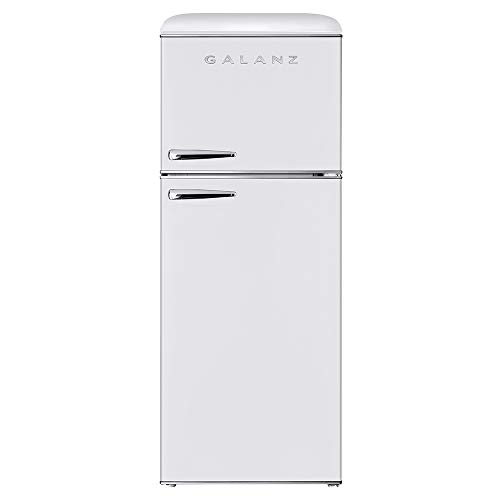 Galanz GLR10TWEEFR True Top Freezer Retro Refrigerator Frost Free Dual Door Fridge, Adjustable Electrical Thermostat Control, 10.0 Cu Ft, White