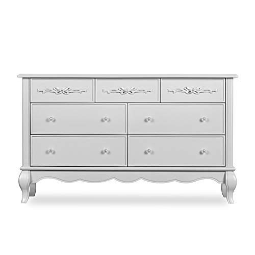 Evolur Aurora 7 Drawer Double Dresser, Akoya Grey Pearl/ Silver Mist