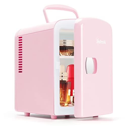 AstroAI Mini Fridge, 4 Liter/6 Can AC/DC Portable Thermoelectric Cooler and Warmer Refrigerators for Skincare, Beverage, Food, Cosmetics, Home, Office and Car, ETL Listed (Pink)