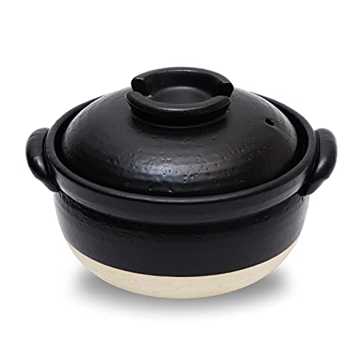 DONABE Clay Rice Cooker Pot Casserole Japanese Style made in Japan for 1 to 2 cups with Double Lids, Microwave Safe DONABE Clay Rice Cooker Pot Casserole Japanese Style made in Japan for 1 to 2 cups with Double Lids, Microwave Safe