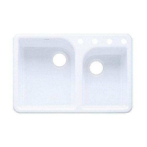 KOHLER K-5932-4-0 Executive Chef Self-Rimming Kitchen Sink, White