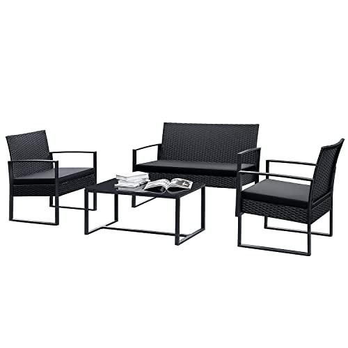black metal outdoor loveseat