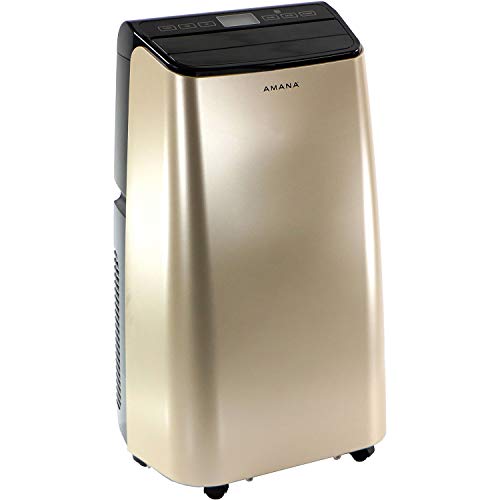 Amana Portable Air Conditioner with Remote Control | AC for Rooms up to 450 Sq.Ft. | 24H Timer | 3-Speed | LCD Display | Auto-Restart | Wheels | Gold, Black | AMAP101AD-2