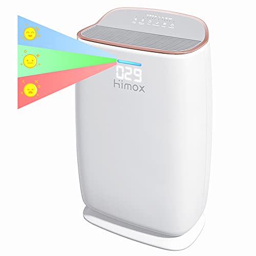 HIMOX H04 20dB Quiet Air Purifiers for Bedroom Home Up to 1200 Sq Ft with PM 1.0 Display, Medical Grade H13 Filter Air Purifier for Large Room Pets Allergens Remove 99.97% of dust Pollen Mold Viruses Smoke Odor Down to 0.1micron 100% Ozone Free