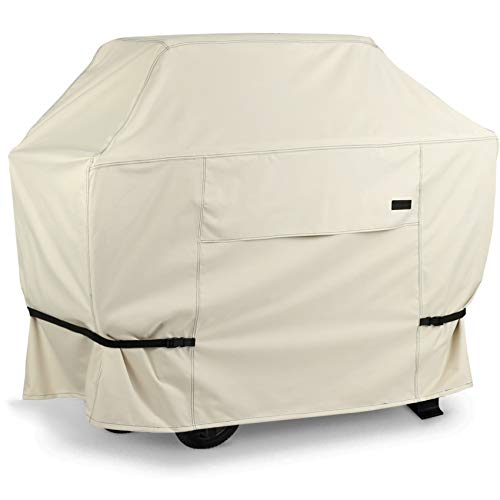 NettyPro Waterproof BBQ Grill Cover 60 Inch 600D Heavy Duty Outdoor Barbecue Gas Grill Cover for Weber, Char-Broil, Brinkmann, Nexgrill Grills and More, Beige