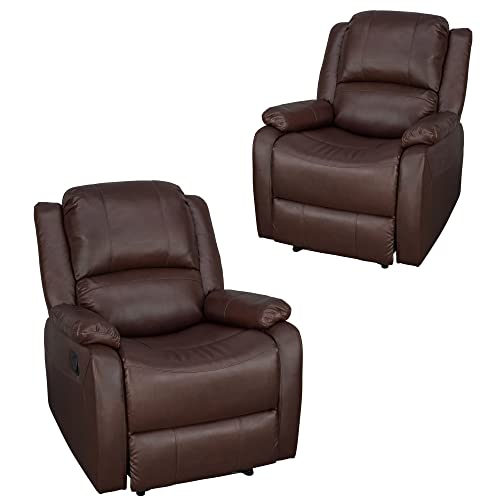 Set of 2 | RecPro Charles Collection | 30" Zero Wall RV Recliner | Wall Hugger Recliner | RV Living Room (Slideout) Chair | RV Furniture | RV Chair | Mahogany