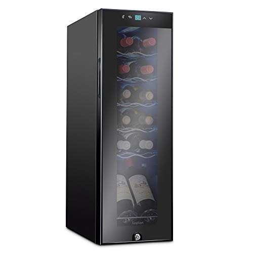 Ivation 12 Bottle Compressor Wine Cooler Refrigerator w/Lock | Large Freestanding Wine Cellar For Red, White, Champagne or Sparkling Wine | 41f-64f Digital Temperature Control Fridge Glass Door Black Ivation 12 Bottle Compressor Wine Cooler Refrigerator w/Lock | Large Freestanding Wine Cellar For Red, White, Champagne or Sparkling Wine | 41f-64f Digital Temperature Control Fridge Glass Door Black
