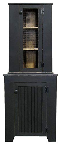 Sawdust City Corner Jelly Cupboard & Hutch Set (Old Black) Sawdust City Corner Jelly Cupboard & Hutch Set (Old Black)