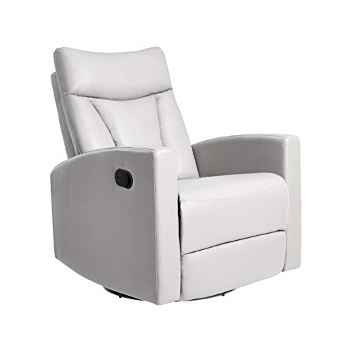 JC Home Chair Theater Glider, 360 Degree Swivel, Push-Back Reclining, Single Sofa, Grey
