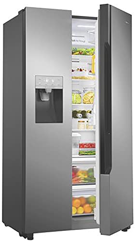 SMETA Refrigerator Side-by-Side 36' with Ice Maker French Door Full Size Stainless Steel 26.3 Cu. Ft Total Capacity Upright Freestanding Freezer Fridge with Water Dispenser 2 Door for Kitchen, Office