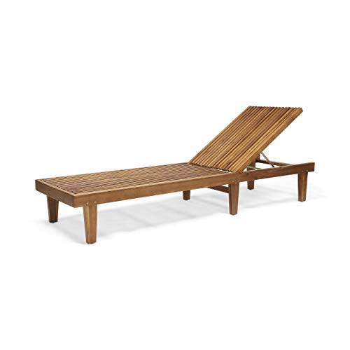Christopher Knight Home Addisyn Outdoor Wooden Chaise Lounge, Teak Finish