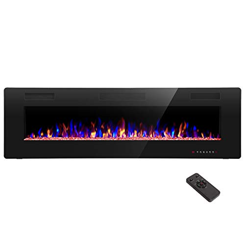 R.W.FLAME 60" Recessed and Wall Mounted Electric Fireplace, Low Noise, Remote Control with Timer,Touch Screen,Adjustable Flame Color and Speed, 750-1500W R.W.FLAME 60" Recessed and Wall Mounted Electric Fireplace, Low Noise, Remote Control with Timer,Touch Screen,Adjustable Flame Color and Speed, 750-1500W