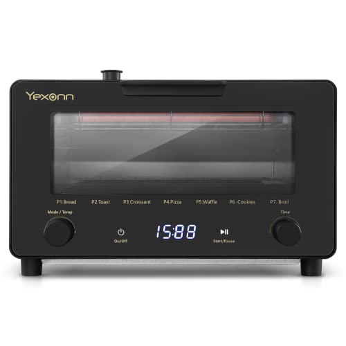 YEXONN 2022 Upgraded Small Toaster Oven 8-in-1 Convection Steam Oven Countertop, Graphite Black Steam Oven Countertop bread oven small toaster oven compact size