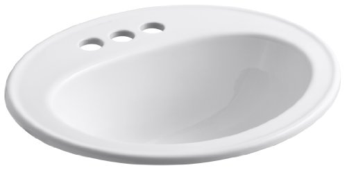 KOHLER K-2196-4-0 Pennington Self-Rimming Bathroom Sink, White KOHLER K-2196-4-0 Pennington Self-Rimming Bathroom Sink, White