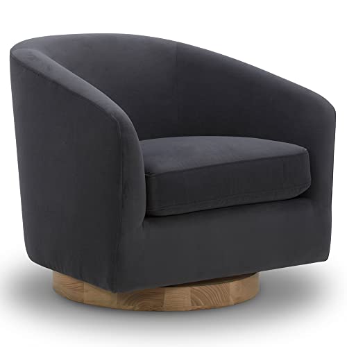 CHITA Swivel Velvet Accent Chair Armchair, Round Barrel Chair in Fabric for Living Room Bedroom,Grey