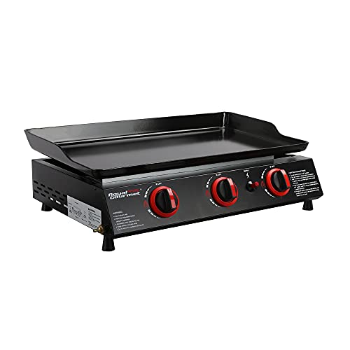 Royal Gourmet PD1303A 3 Burner Portable Griddle 24inch Tabletop Gas Grill Tailgate Camping Picnic, Black