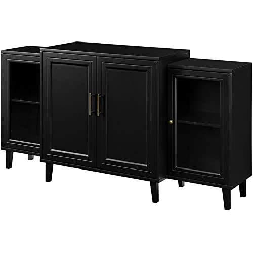 Walker Edison 4-Door Tiered Modern-Sideboard-Buffet Stand for Storage, 62, Black Walker Edison 4-Door Tiered Modern-Sideboard-Buffet Stand for Storage, 62, Black