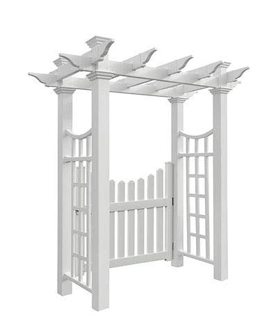 BestNest New England Fairfield Deluxe Arbor with Cottage Picket Gate