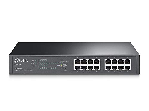TP-Link TL-SG1016PE V3 , 16 Port Gigabit PoE Switch , Easy Smart Managed , 8 PoE+ Ports @150W , Plug & Play , Sturdy Metal w/ Shielded Ports , QoS, Vlan, IGMP & LAG , Limited Lifetime Protection