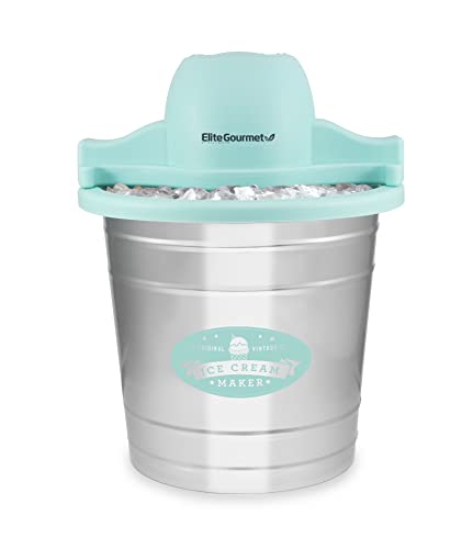 Elite Gourmet EIM-308L, 4 Qt. Electric Motorized Ice Cream Maker Ice & Rock Salt, 4Qt. Freezing Canister, Creamy Ice Cream, Gelato, Frozen Yogurt, or Sorbet, Recipe Booklet Elite Gourmet EIM-308L, 4 Qt. Electric Motorized Ice Cream Maker Ice & Rock Salt, 4Qt. Freezing Canister, Creamy Ice Cream, Gelato, Frozen Yogurt, or Sorbet, Recipe Booklet