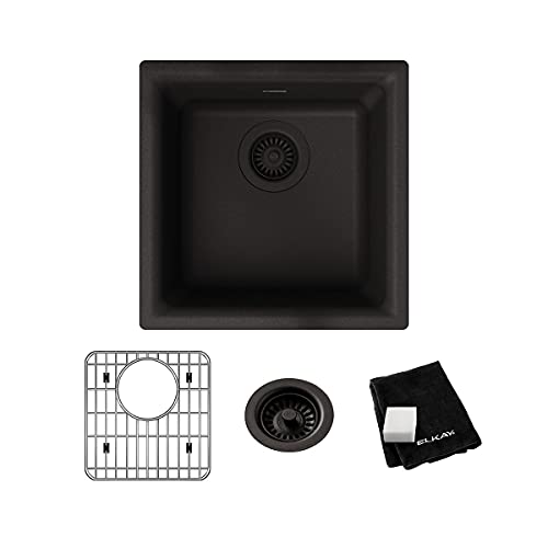 Elkay Quartz Classic ELG1616BK0C 15-3/4" x 15-3/4" x 7-11/16", Single Bowl Dual Mount Bar Sink Kit, Black Elkay Quartz Classic ELG1616BK0C 15-3/4" x 15-3/4" x 7-11/16", Single Bowl Dual Mount Bar Sink Kit, Black