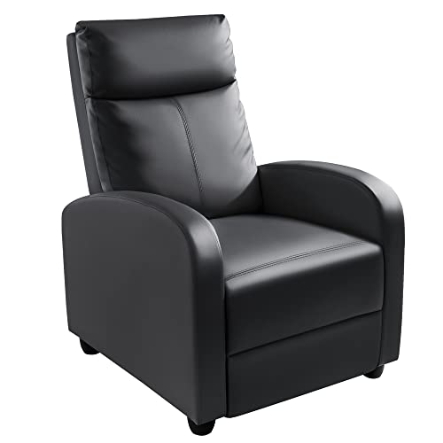 Homall Recliner Chair Padded Seat Pu Leather for Living Room Single Sofa Recliner Modern Recliner Seat Club Chair Home Theater Seating (Black)