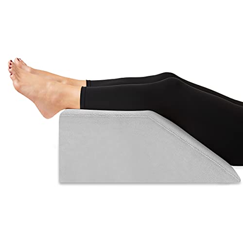 Leg Elevation Pillow with Cooling Gel Memory Foam Top, Post Surgery Leg Rest Pillow High Density Foam Bed Wedge Pillow for Leg & Back Support and Pregnancy - Relieves Knee, Hip and Lower Back Pain