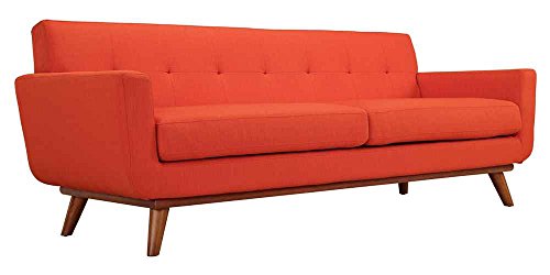 Modway Engage Mid-Century Modern Upholstered Fabric Sofa in Atomic Red