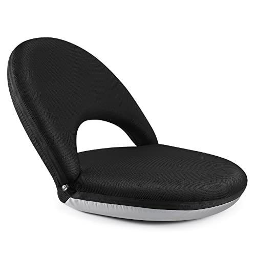 Floor Chair 42-Position Nnewvante Adjustable Floor Seating for Kids Adults with Back Support Folding Floor Seat Cushioned Recliner Meditation Washable Chaise Lounges, Black