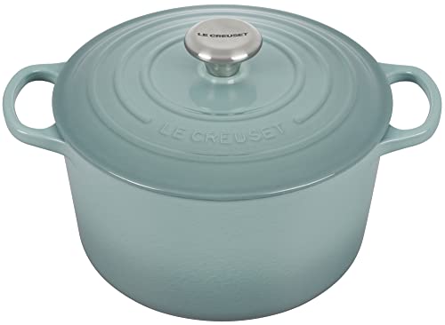 Le Creuset Enameled Cast Iron Signature Round Deep Oven with Lid, 5.25 Quart, Sea Salt