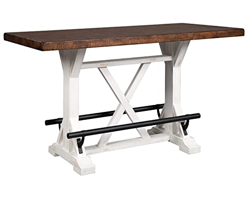Signature Design by Ashley Valebeck Rustic Farmhouse 36" Counter Height Dining Table, Brown & White