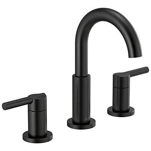 Delta Faucet Nicoli Widespread Bathroom Faucet 3 Hole, Bathroom Sink Faucet, Drain Assembly, Matte Black 35749LF-BL