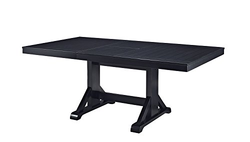 Walker Edison 6 to 8 Person Wood Modern Farmhouse Expandable Dining Room Table with Leaf Kitchen Dining Chairs, 60 Inch, Antique Black Walker Edison 6 to 8 Person Wood Modern Farmhouse Expandable Dining Room Table with Leaf Kitchen Dining Chairs, 60 Inch, Antique Black