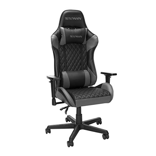RESPAWN 100 Gaming Chair Ergonomic High Back Racing Style Recliner PC Computer Desk Office Chair - Adjustable Arms & Lumbar Support, Infinite Recline Angle Lock, Headrest Pillow, 360 Swivel - Grey