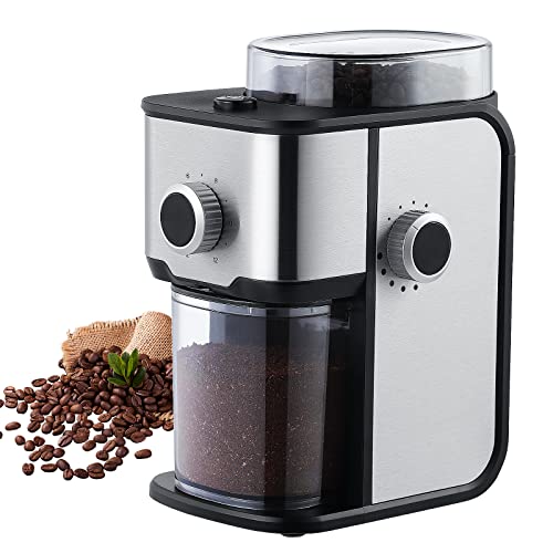 Ollygrin Coffee Grinder Electric, Adjustable Coffee Bean Grinder with 14 Grind Settings for 2-12 Cups, Automatic Burr Mill Coffee Grinder for Espresso, Drip Coffee, Percolator Coffee, Stainless Steel