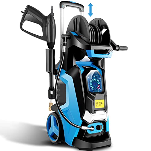 mrliance Electric Pressure Washer 2.1 GPM Smart High Pressure Power Washer 1800W Powerful Cleaner Machine with Hose Reel, 4 Nozzles, Touch Screen 3 Gear Level,15 Level Pressure