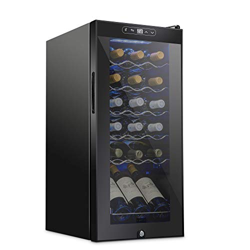 SCHMECKE 18 Bottle Compressor Wine Cooler Refrigerator w/Lock - Large Freestanding Wine Cellar - 41f-64f Digital Temperature Control Wine Fridge For Red, White, Champagne or Sparkling Wine - Black SCHMECKE 18 Bottle Compressor Wine Cooler Refrigerator w/Lock - Large Freestanding Wine Cellar - 41f-64f Digital Temperature Control Wine Fridge For Red, White, Champagne or Sparkling Wine - Black