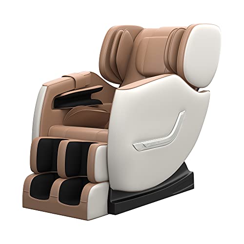 SMAGREHO 2022 Full Body Electric Zero Gravity Shiatsu Massage Chair with Back Heating and Foot Roller for Home and Office (Khaki)