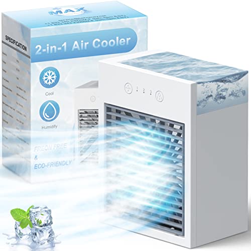 Mini Portable Air Conditioners, AOLOS 3 IN 1 Evaporative Air Cooler, 2000mAh Battery Powered & USB Rechargeable, 3 Speeds Humidify Air Cooler, Small Air Conditioner Portable for Room Car RV Camping