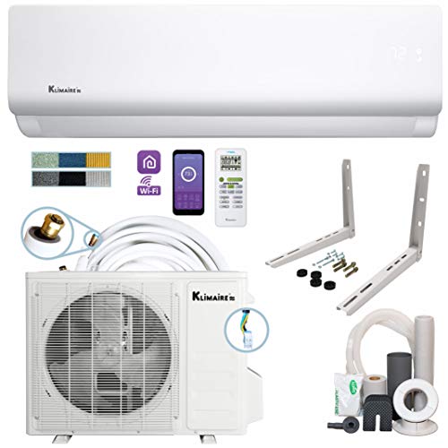 Klimaire DIY 18,000 BTU 19 SEER Mini Split Heat Pump Air Conditioner w/ 25-ft Pre-Charged Quick-Connect Installation Kit - 230V