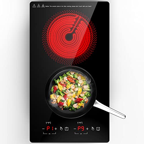 GTKZW Electric Cooktop, 12 inch Ceramic Cooktop with LED Touch Screen, 110V Independent Control 20 Temperature Ranges 9 Power Levels Induction cooktop, Timer & Child Lock, All Kinds of Cookwares GTKZW Electric Cooktop, 12 inch Ceramic Cooktop with LED Touch Screen, 110V Independent Control 20 Temperature Ranges 9 Power Levels Induction cooktop, Timer & Child Lock, All Kinds of Cookwares