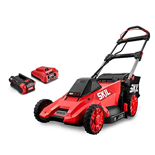 SKIL PM4910-10 PWR CORE 40 20-Inch 40V Brushless Push Mower Kit Includes 5.0Ah Lithium Battery and Auto PWR Jump Charger